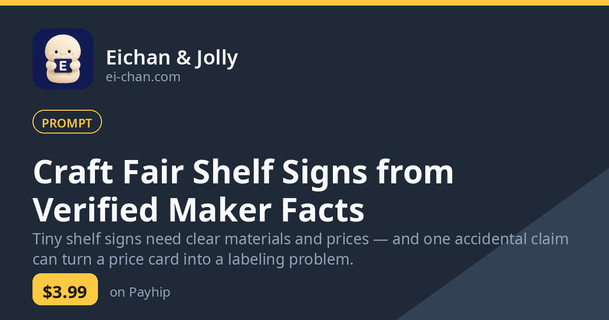 Craft Fair Shelf Signs from Verified Maker Facts